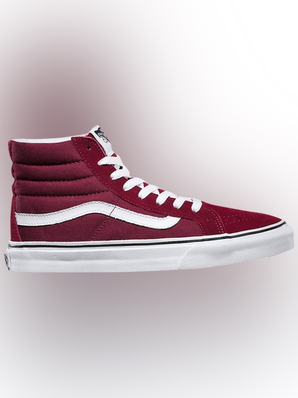 Vans Sk8-Hi high-top Burgundy skate shoes with white side stripes unisex M7 W8.5